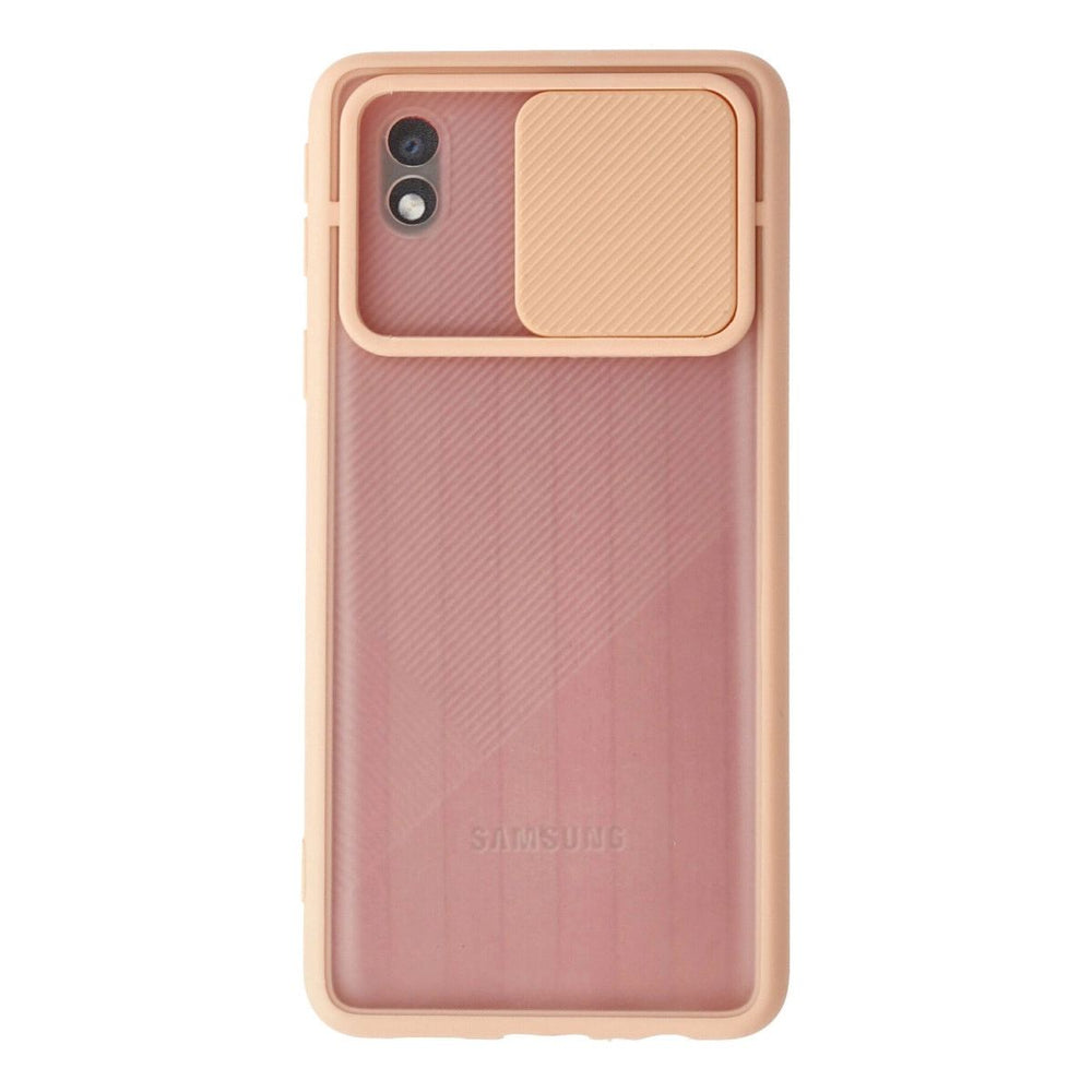 Samsung Galaxy A01 Core Kılıf Palm Buzlu Kamera Sürgülü Silikon - Pembe