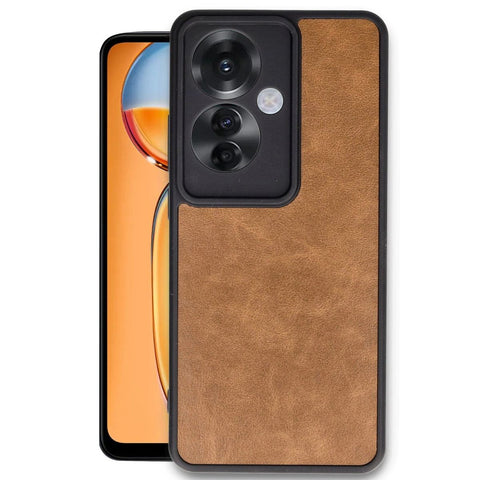 Oppo Reno 11f Kılıf Aras Deri Kapak - Taba