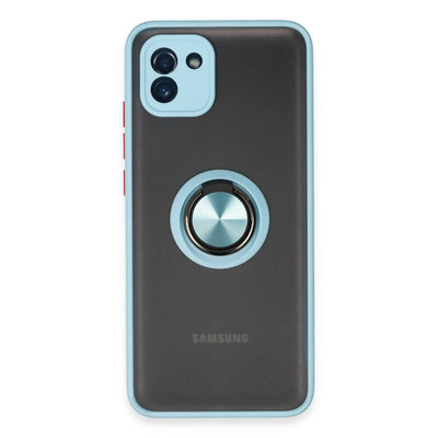Samsung Galaxy A03 Kılıf Montreal Yüzüklü Silikon Kapak - Buz Mavi