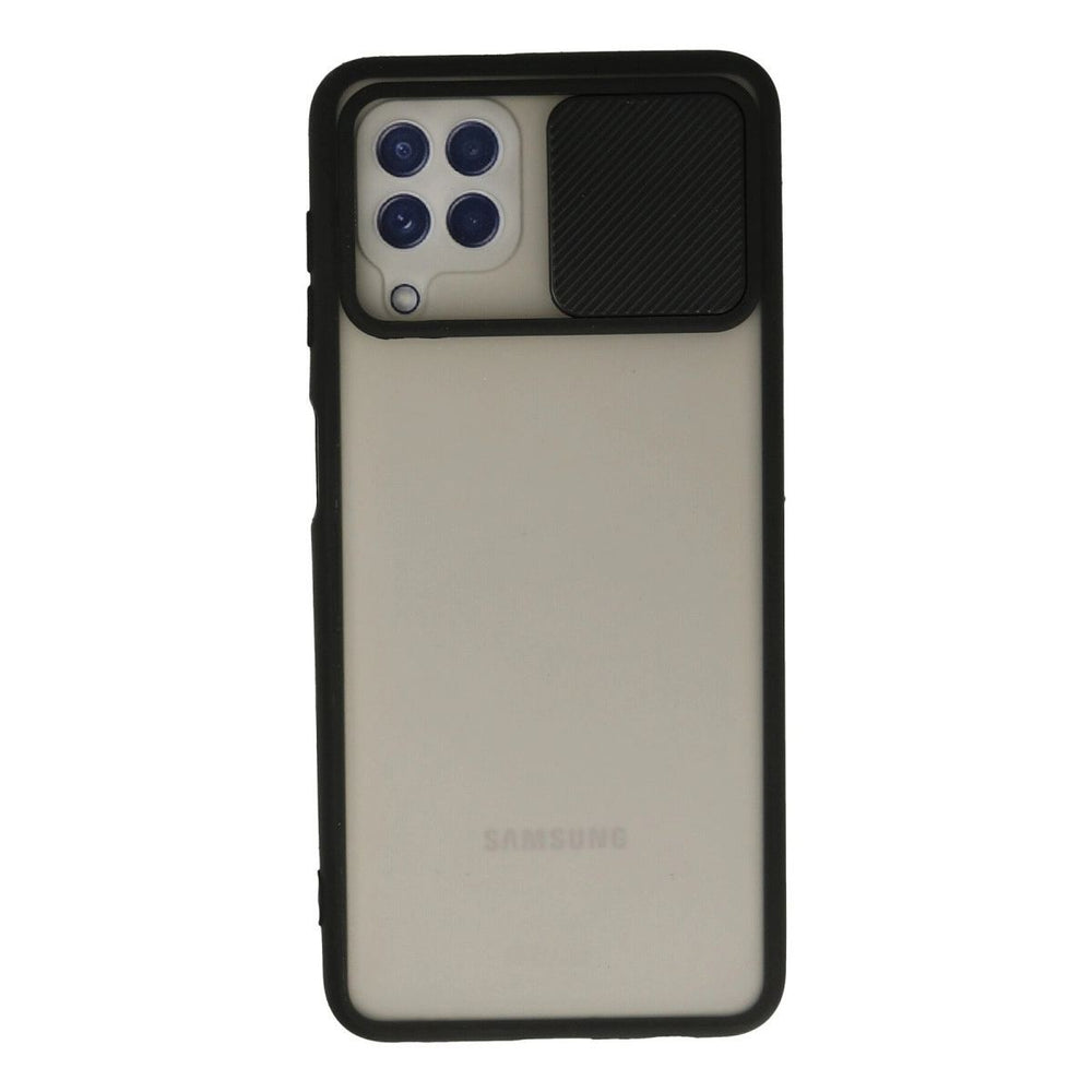 Samsung Galaxy A22 Kılıf Palm Buzlu Kamera Sürgülü Silikon - Siyah