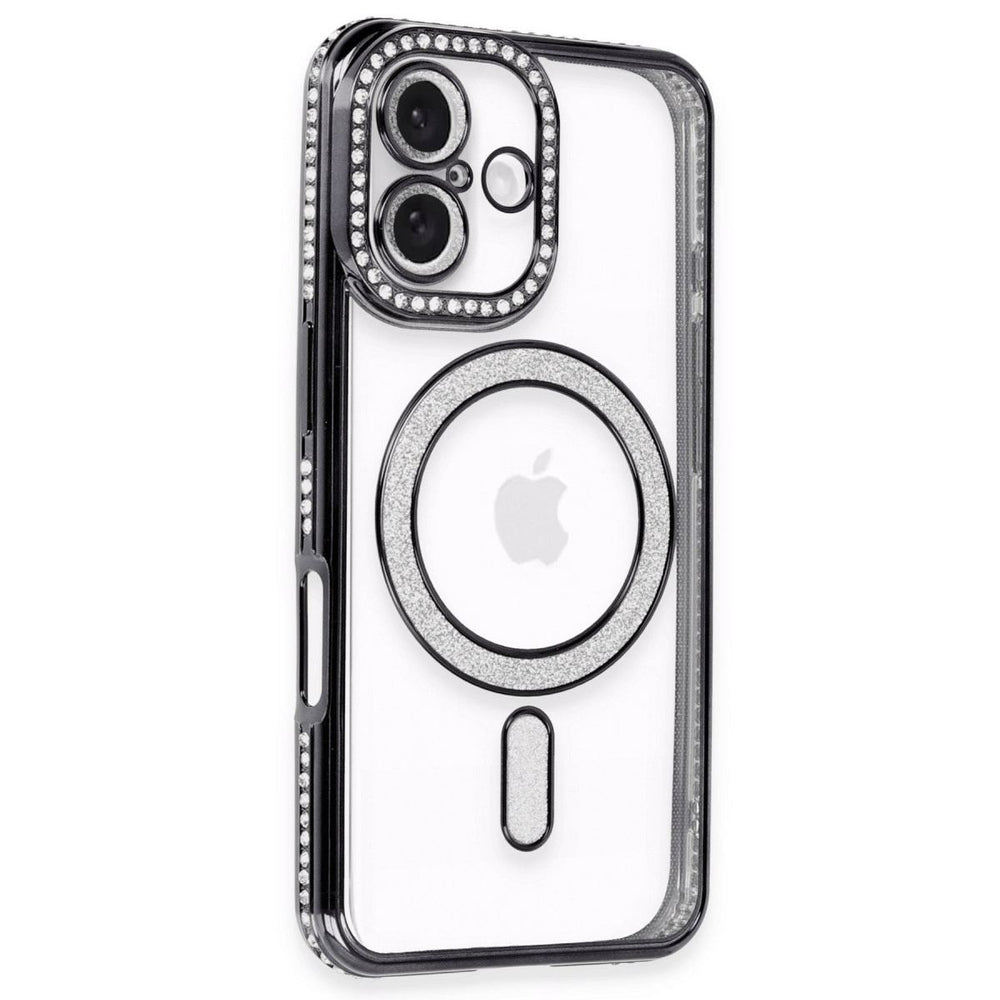 Apple İphone 16 Kılıf Joke Simli Magneticsafe Kılıf - Siyah