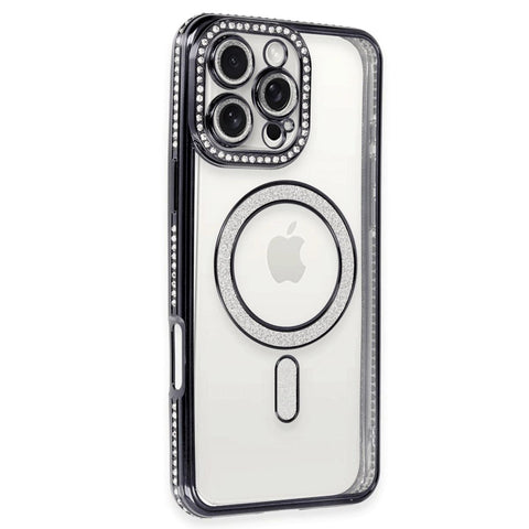 Apple İphone 16 Pro Kılıf Joke Simli Magneticsafe Kılıf - Gri