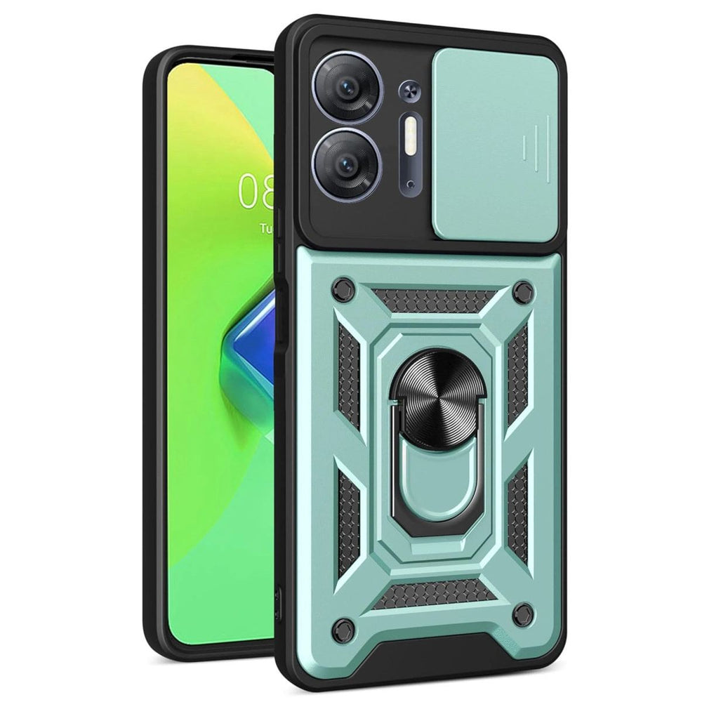İnfinix Hot 30 5g Kılıf Pars Lens Yüzüklü Silikon - Yeşil