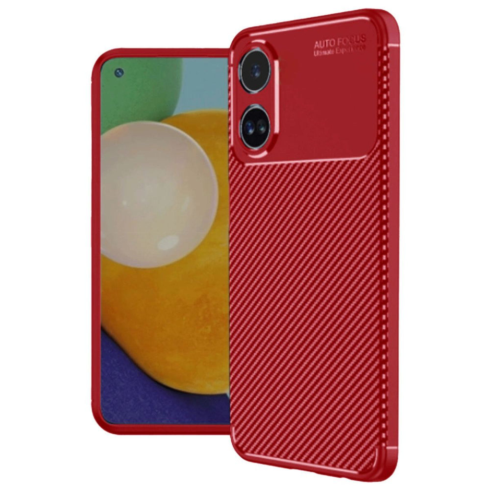 Oppo A38 Kılıf Auto Focus Karbon Kapak - Kırmızı