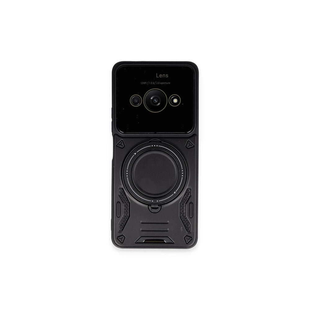 Xiaomi Poco C61 Kılıf Joy Lens Standlı Kapak - Siyah