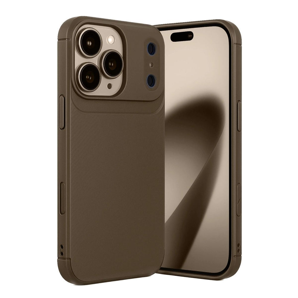 Apple İphone 17 Pro Max Auto Focus Karbon Kapak - Kahverengi