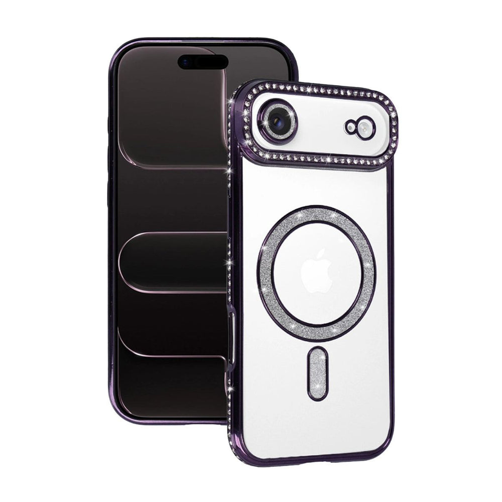 Apple İphone 17 Air Joke Simli Magneticsafe Kılıf - Derin Mor