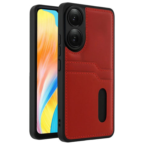 Oppo A38 Sara Kartvizitli Deri Kılıf