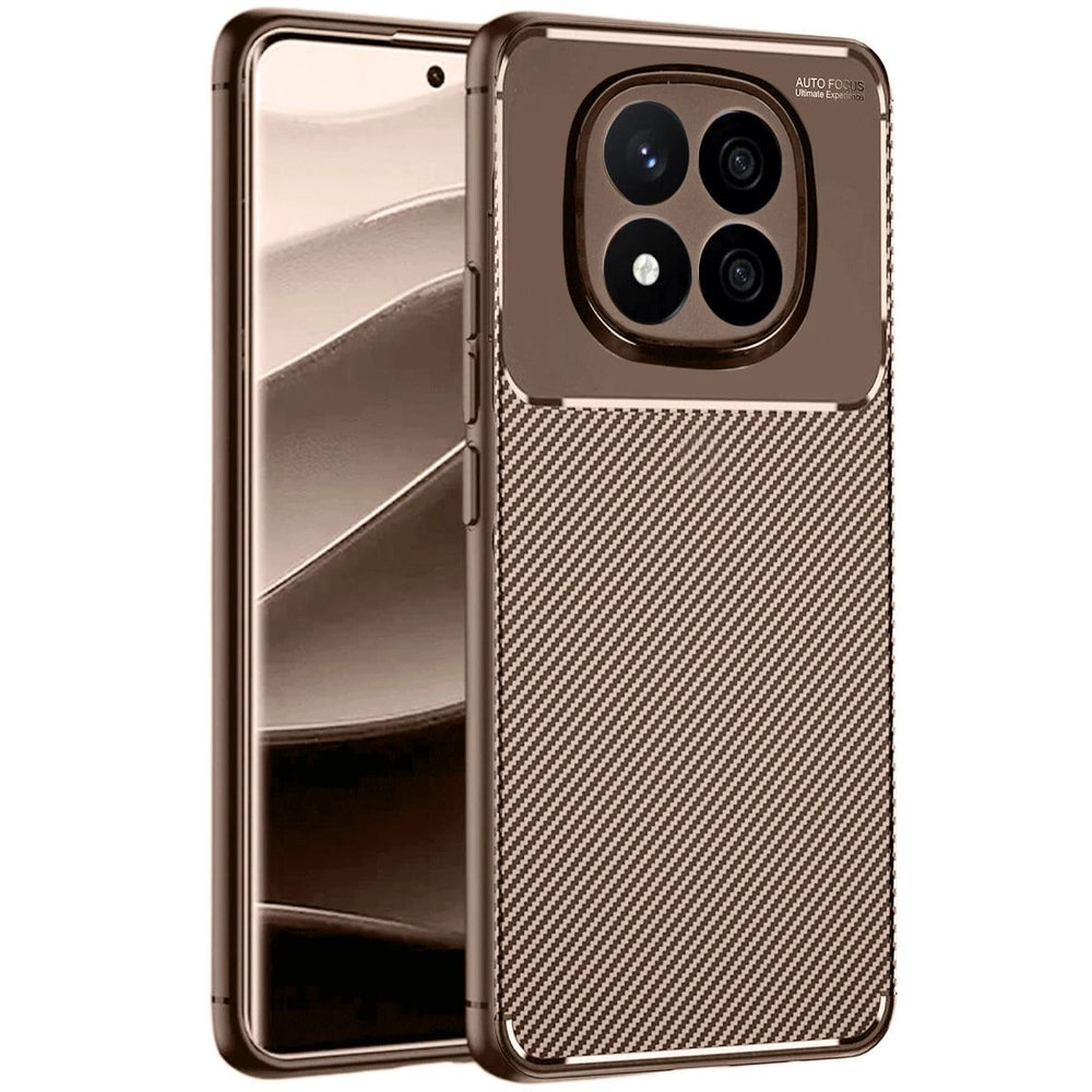 Xiaomi Redmi Note 14 Pro 5g Kılıf Auto Focus Karbon Kapak - Kahverengi