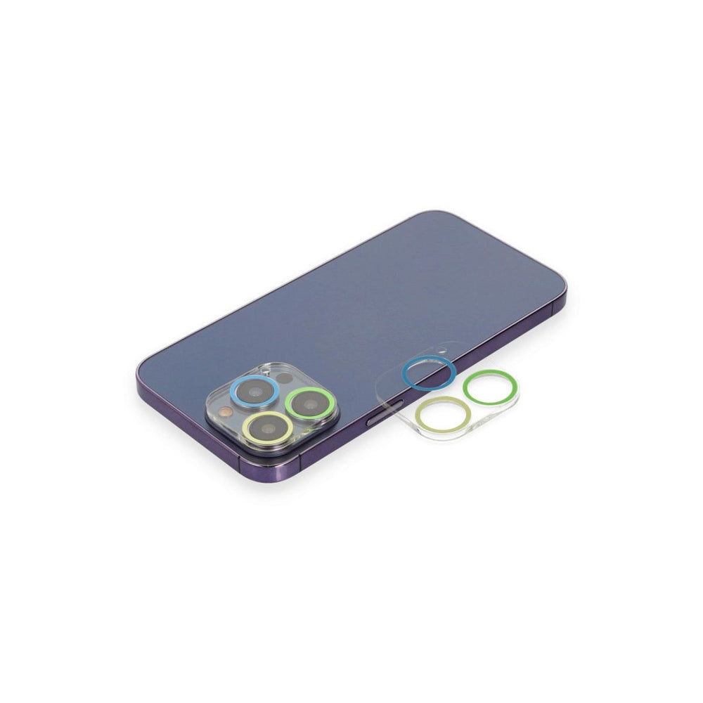 Apple İphone 13 Pro Renkli Kamera Lens Koruma Cam - Yeşil-sarı