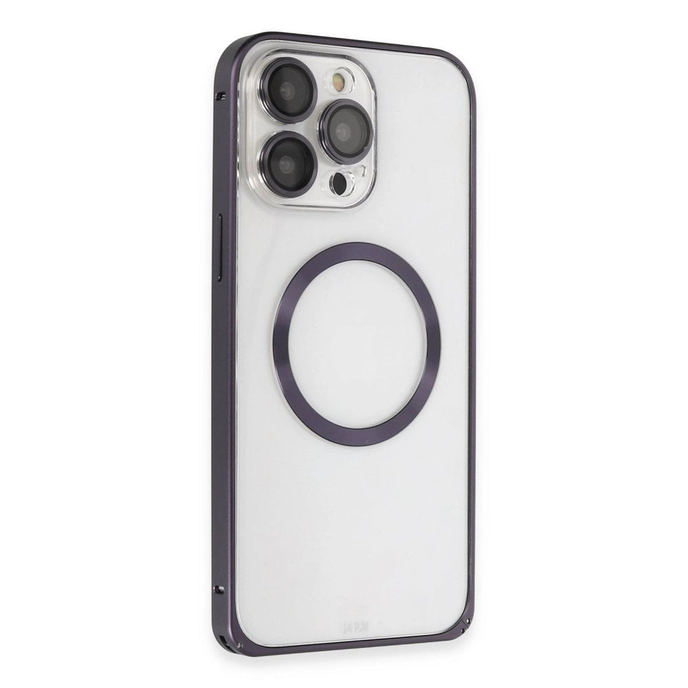 Joko Apple İphone 14 Pro Kılıf Metal Bumper Magneticsafe Kapak - Derin Mor