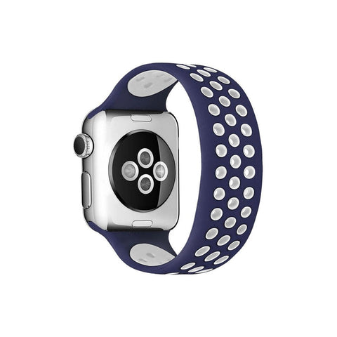 Apple Watch 42mm Ayarlı Delikli Silikon Kordon - Lacivert-beyaz