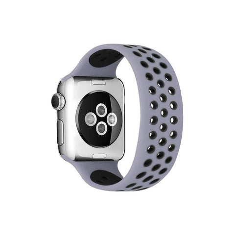 Apple Watch 38mm Ayarlı Delikli Silikon Kordon - Gri-siyah