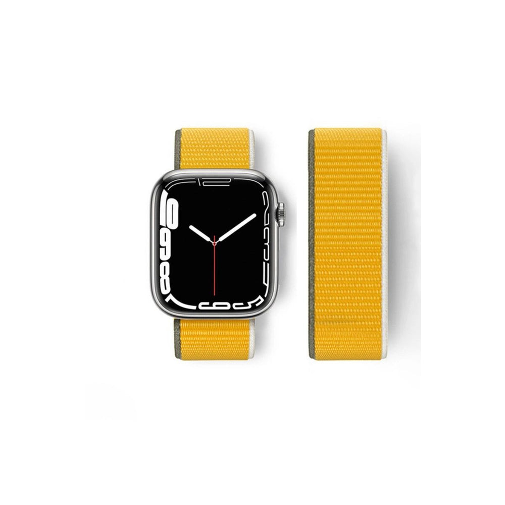 Apple Watch 42mm Hasırlı Cırtcırtlı Kordon - Sarı