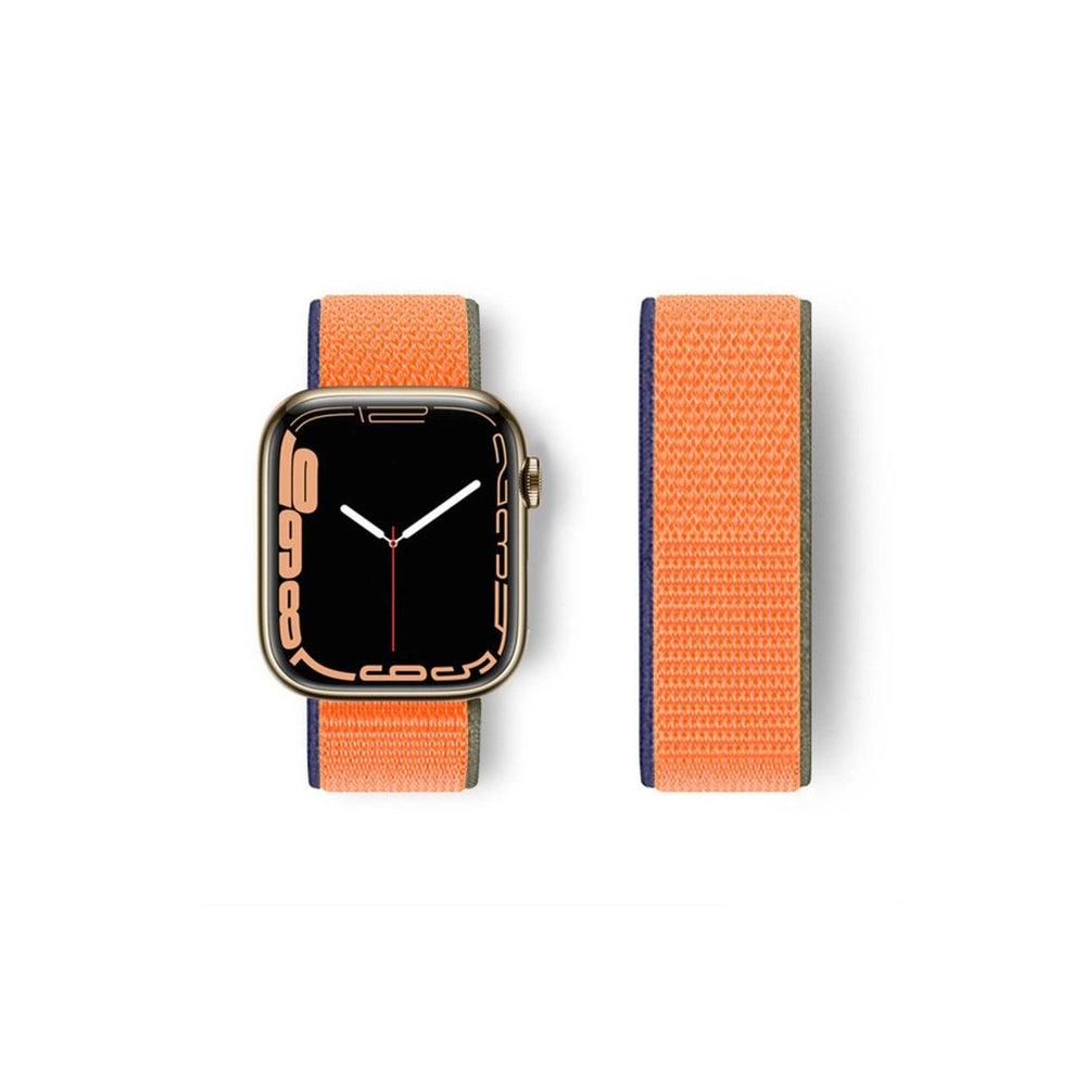 Apple Watch 42mm Hasırlı Cırtcırtlı Kordon - Turuncu