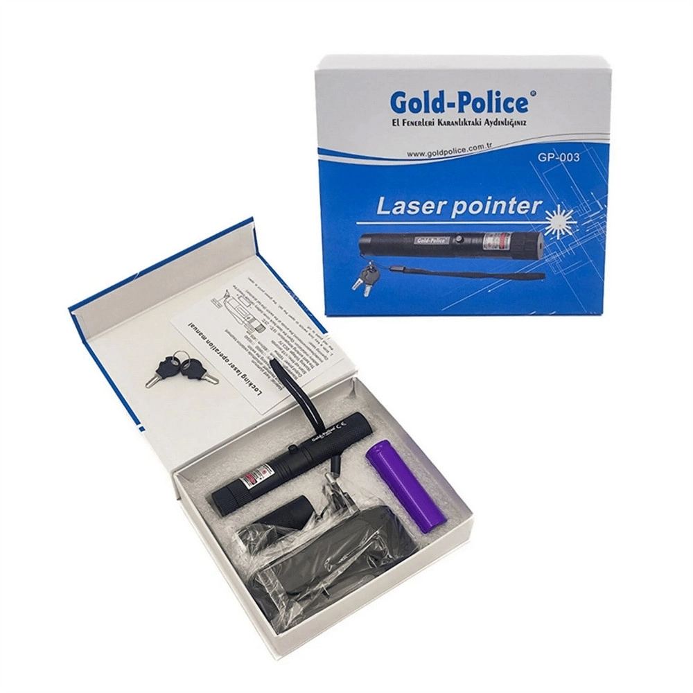 Gold Gp-003 Yeşil Lazer İle Tanışın 2 Km Menzilli, 18650 Şarjlı Pil Ve Güvenlik Anahtarı Dahil Tam Set. En Güçlü Yeşil Lazer Uygun Fiyatla Burada