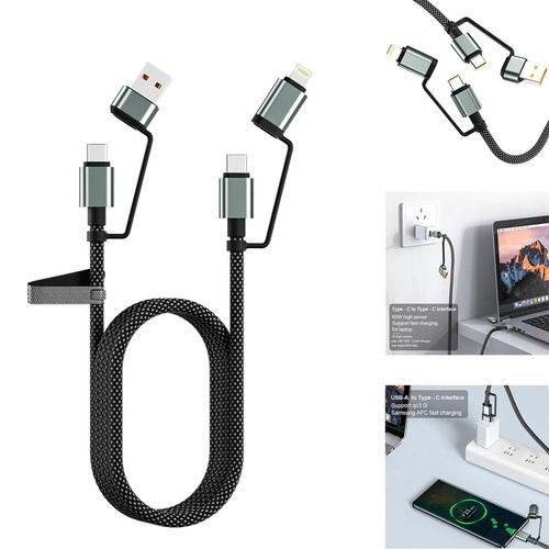 4’ü 1 Arada 100w Akıllı Tasarım Yüksek Dayanıklılık Çoklu Uyumlu Örgülü Hızlı Şarj Kablosu
