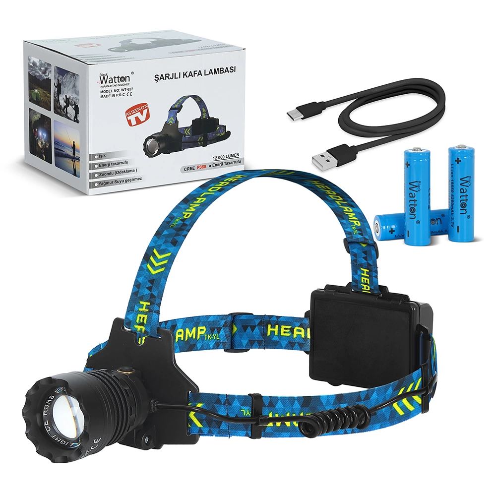Cree P360 - 12,000 Lümen Şarjlı Kafa Lambası Wt-627