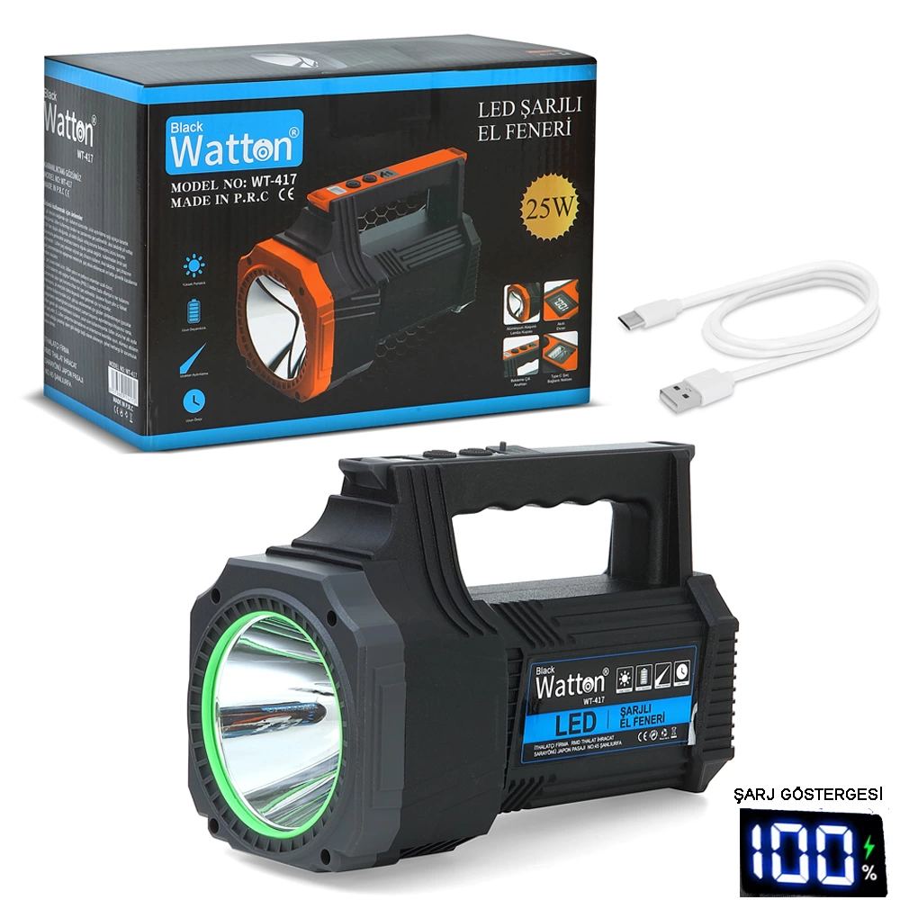Led Şarjlı El Feneri 25w Wt-417