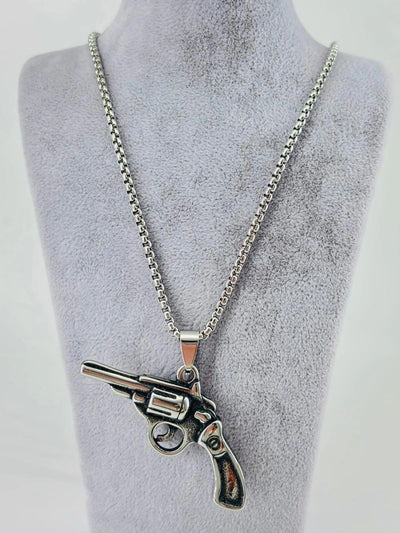 Üç Boyutlu Silah Figürü Çelik Erkek Kolye
