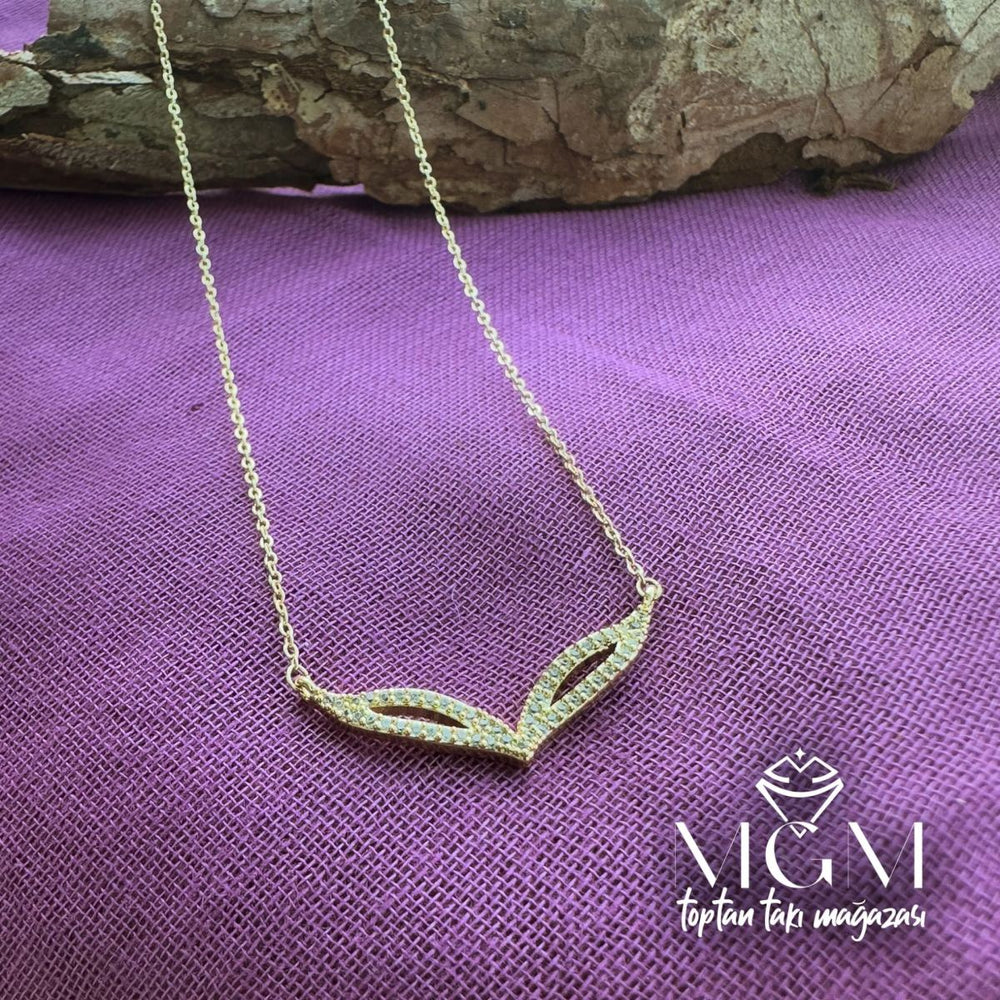 Zirkon Taşlı Kolye Gold