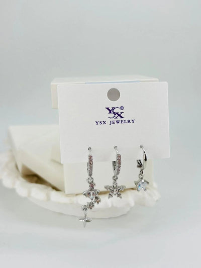 Yıldız Detaylı Üçlü Kombin Küpe