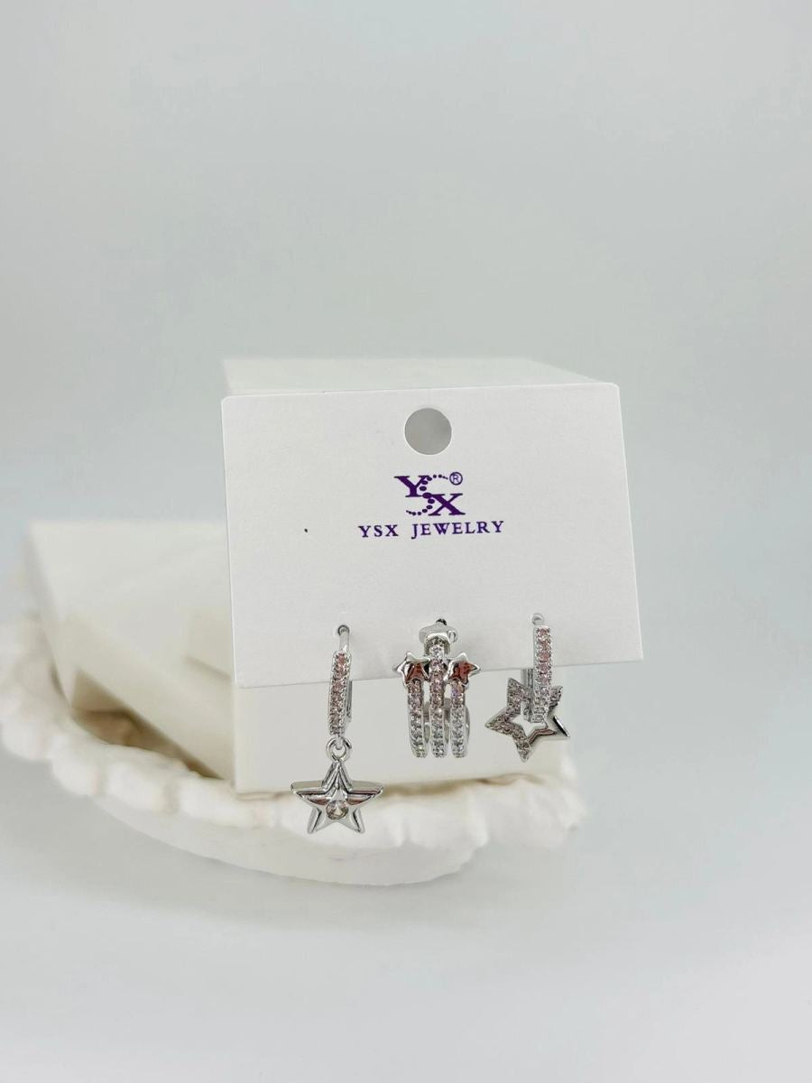 Yıldız Detalı Üçlü Kombin Küpe
