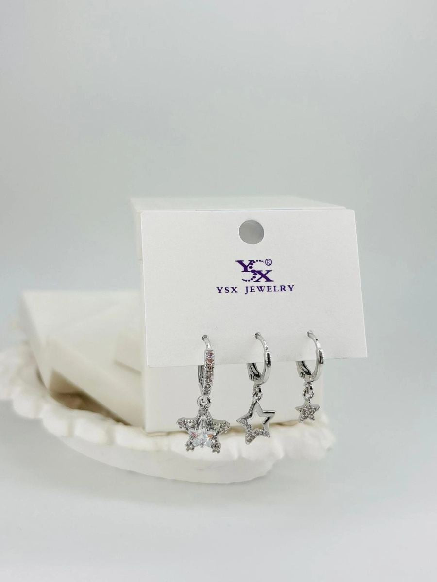 Yıldız Detaylı Üçlü Kombin Küpe
