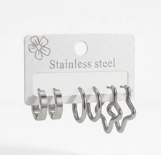 Star Shıne Altılı Halka Küpe Seti - Kp00678
