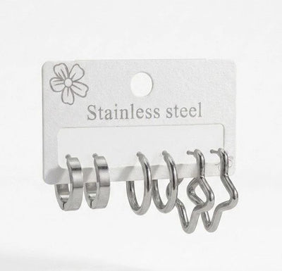 Star Shıne Altılı Halka Küpe Seti - Kp00678