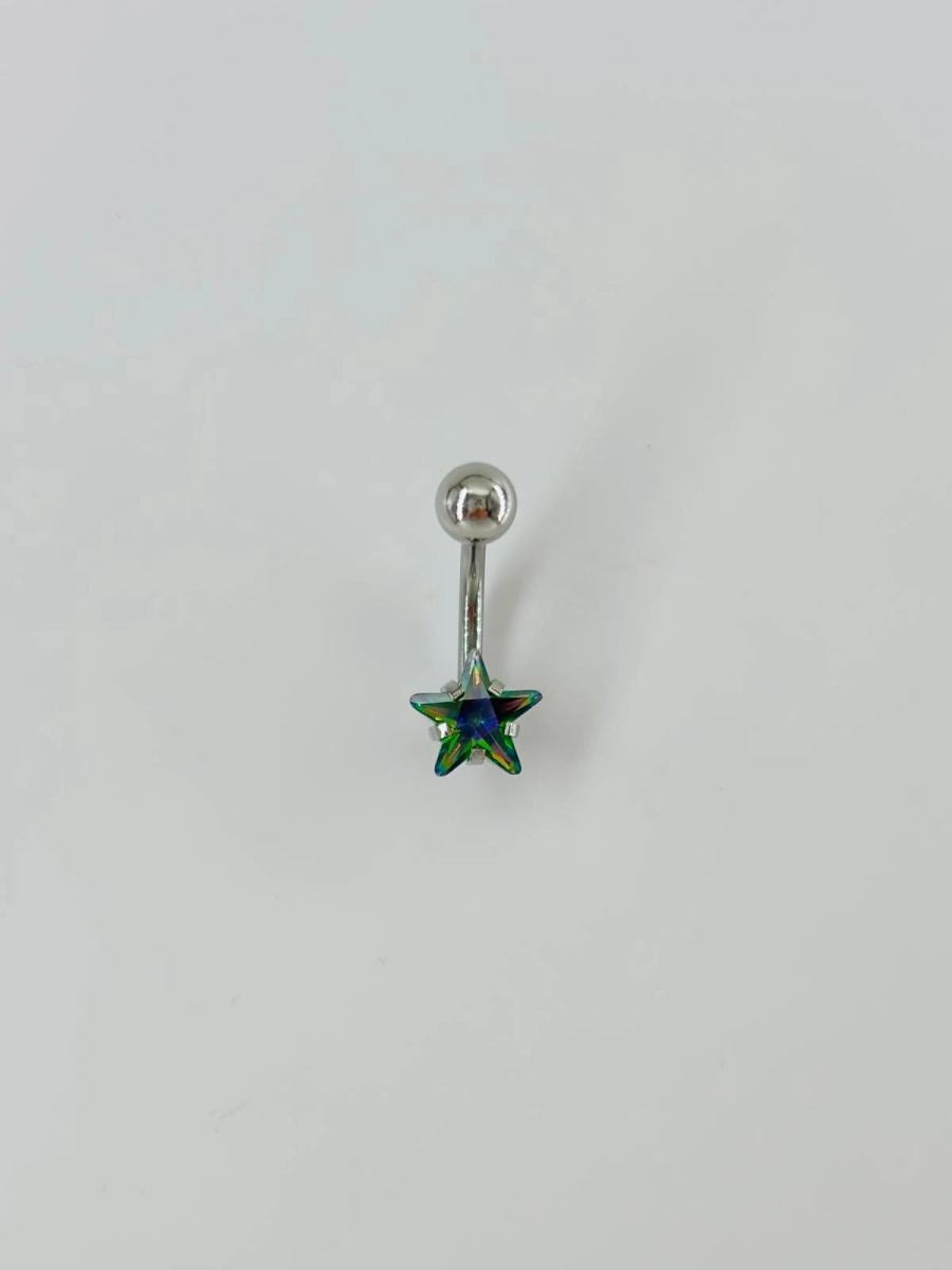 Mistik Topaz Taşlı Yıldız Detaylı Göbek Piercing