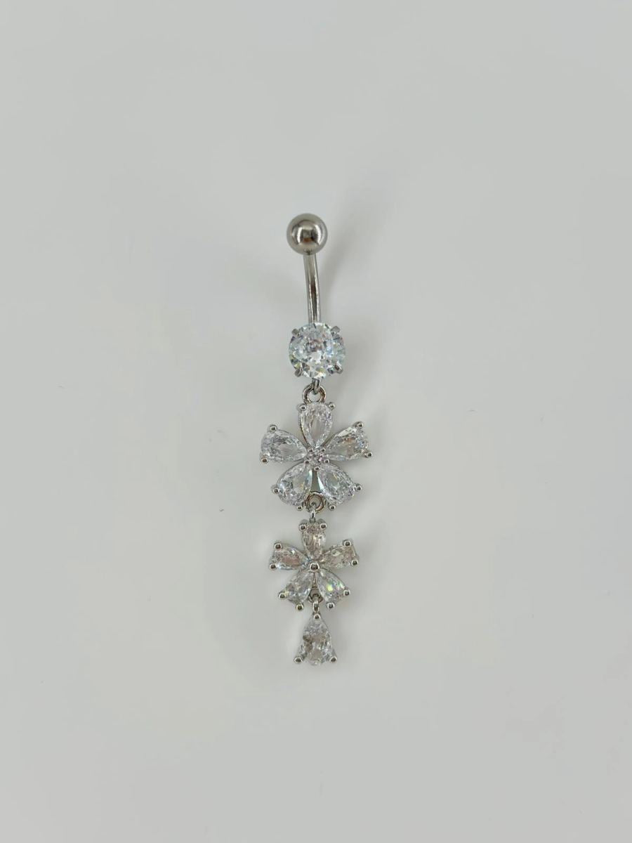 Çiçek Detaylı Sallantılı Göbek Piercing