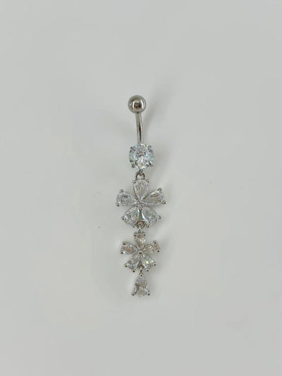 Çiçek Detaylı Sallantılı Göbek Piercing