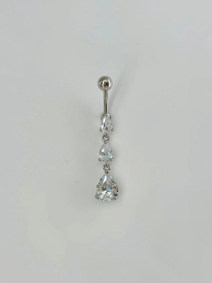 Su Damlası Detaylı Sallantılı Göbek Piercing