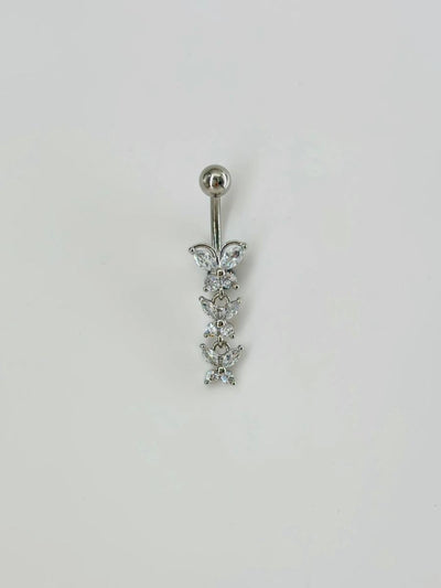 Kelebek Detaylı Sallantılı Göbek Piercing