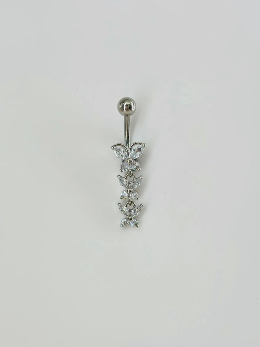 Kelebek Detaylı Sallantılı Göbek Piercing