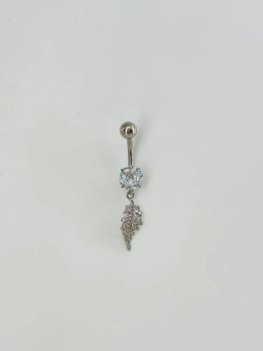 Yaprak Detaylı Sallantılı Göbek Piercing