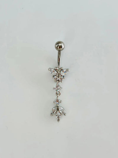 Kelebek Detaylı Sallantılı Göbek Piercing