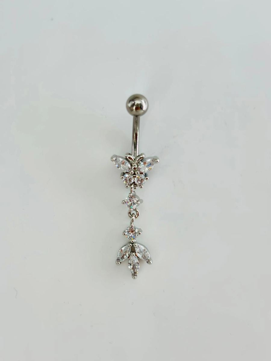 Kelebek Detaylı Sallantılı Göbek Piercing