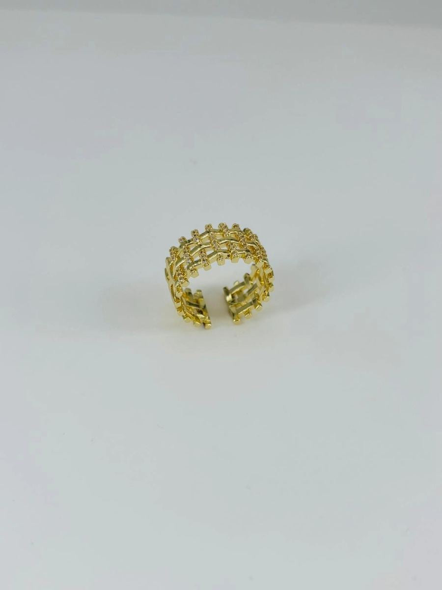 14 K Gold Kaplama Zirkon Taşlı Sepet Model Yüzük
