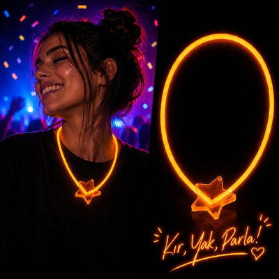 Glow Kolye Neon Fosforlu Işıklı Kolye Turuncu Renk