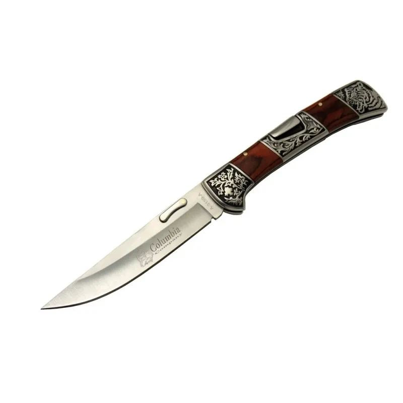 A 3159 A Kamp Çakı 24 Cm - İşlemeli Gül Ağacı Saplı, Kemerlikli