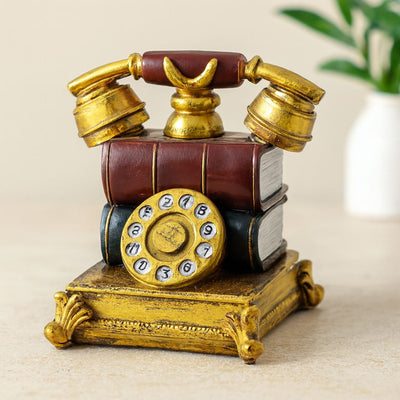 Vintage Telefon Biblo Kumbara Reçine 15.5x15.5x10 cm
