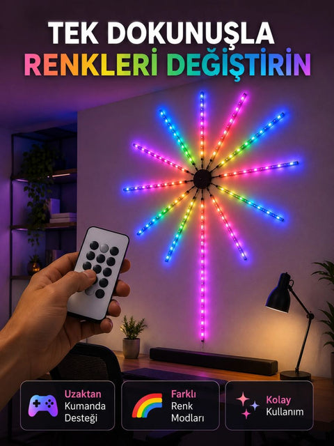 Rgb Led Duvar Lambası Uzaktan Kumandalı Telefon Kontrollü Ortam Aydınlatması