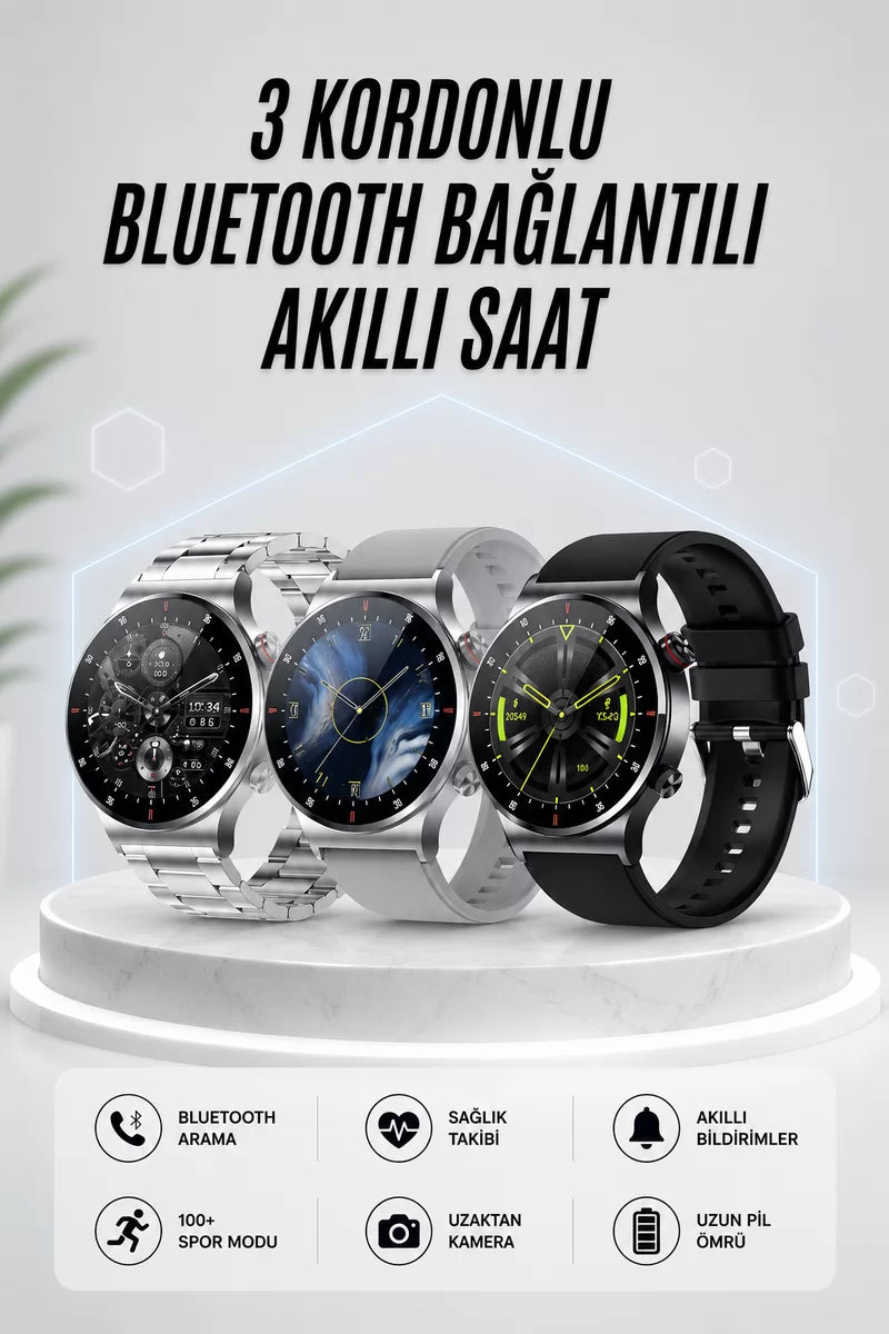 Akıllı Saat Amoled Ekran Bluetooth Bağlantılı Sesli Görüşme Nabız Ölçer