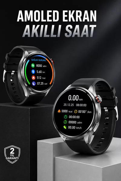Akıllı Saat Bluetooth Bağlantılı Amoled Ekran Uyku ve Sağlık Takibi