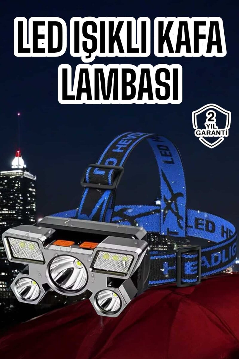 Ultra Güçlü Led Işık Şarjlı Kafa Lambası Balıkçı Lambası Kafa Feneri