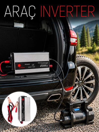 2000W Araç İnverter Aküden Güç Dönüştürücü Elektrik Üreten Taşınabilir