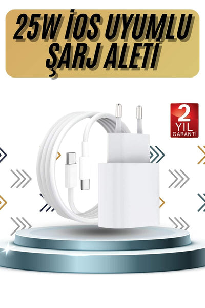 15/Pro/Pro Max 20W İOS Uyumlu Hızlı Şarj Aleti Adaptörlü Beyaz