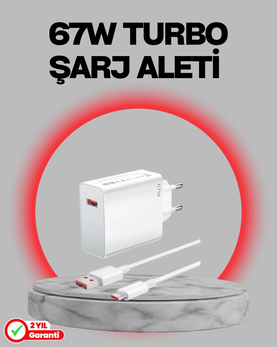 67 Watt Turbo Destekli Şarj Cihazı Honor 50 70 90 Uyumlu